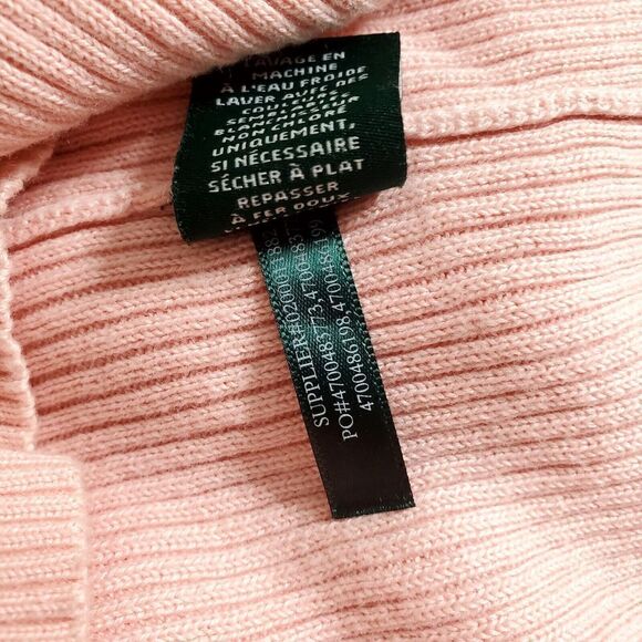 Lauren Ralph Lauren Womens Pink Turtleneck Sweater Size M LRL VTG 90s Cotton - Picture 10 of 10